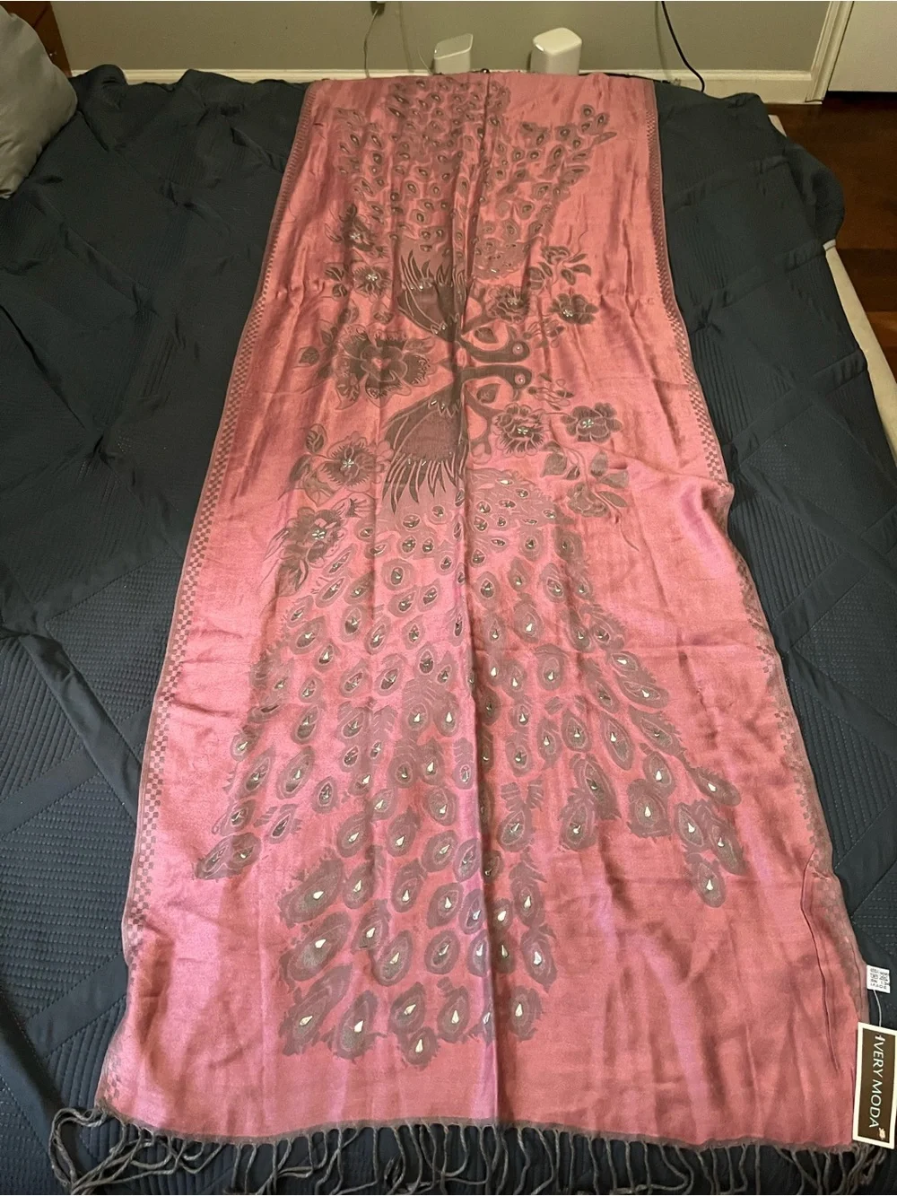 Very Moda Dusky Rose Floral Paisley Wrap Scarf